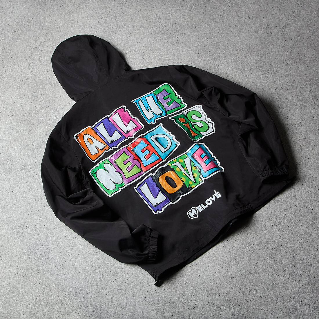 Melové "Need Love" Windbreaker Jacket (Black)
